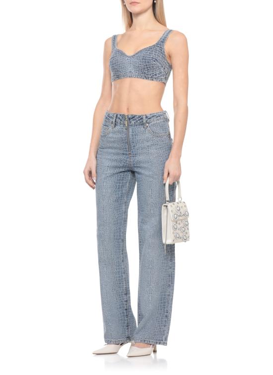 26SS 셀프 포트레이트 민소매 티셔츠 SS26804TBL RHINESTONE CROC EFFECTBLUE Blue - SELF PORTRAIT