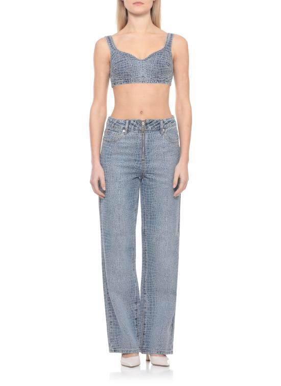 26SS 셀프 포트레이트 민소매 티셔츠 SS26804TBL RHINESTONE CROC EFFECTBLUE Blue - SELF PORTRAIT