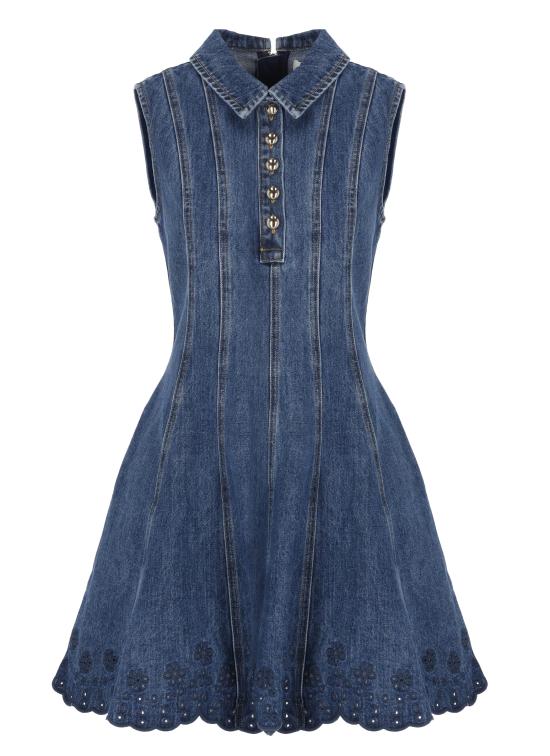 26SS 셀프 포트레이트 미디 원피스 SS26820SBL DENIM BRODERIEBLUE Blue