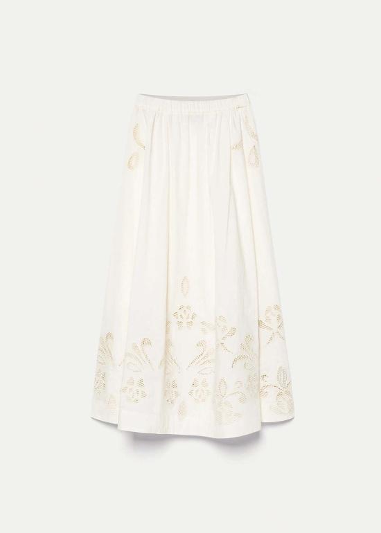  포르테포르테 미디 스커트 Forte Forte 자수 스커트 Avorio - FORTE FORTE