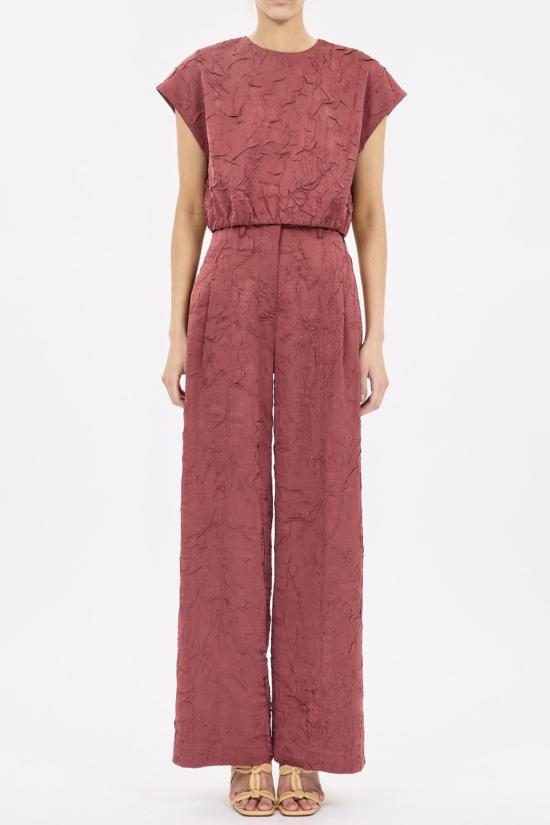  울라 존슨 민소매 티셔츠 지젤라 크링클드 크롭탑 피그 - ULLA JOHNSON