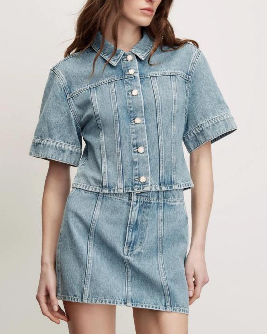  베로니카비어드 데님 스커트 베로니카 비어드 마키타 데님 미니스커트 실버 더스트 - VERONICA BEARD