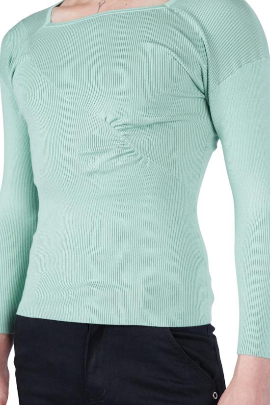  팡 뉴욕 긴팔 티셔츠 팡 NYC 에센셜 러치드 스퀘어넥 긴팔 탑 씨폼 - FANG NYC