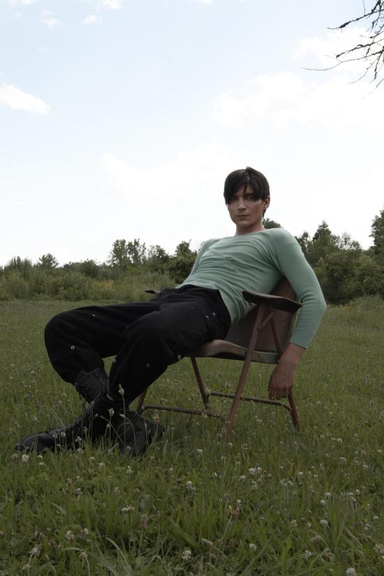  팡 뉴욕 긴팔 티셔츠 팡 NYC 에센셜 러치드 스퀘어넥 긴팔 탑 씨폼 - FANG NYC