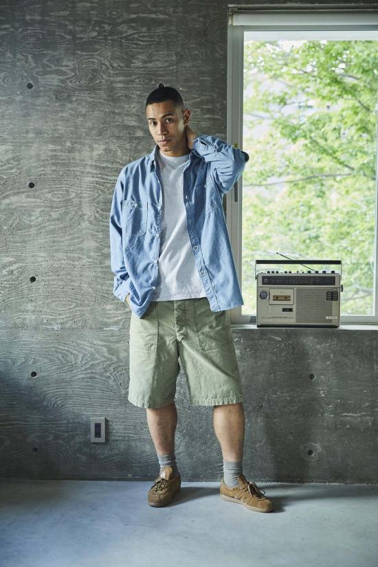  오어슬로우 셔츠 오슬로 릴렉스 핏 스트라이프 샴브레이 작업 - ORSLOW