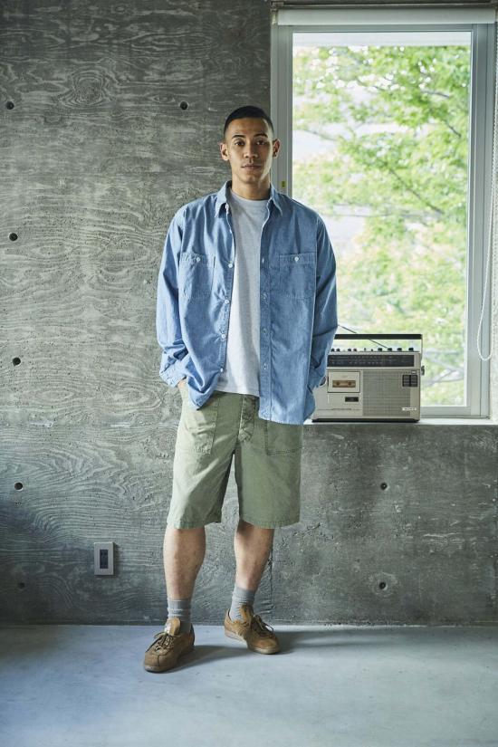  오어슬로우 셔츠 오슬로 릴렉스 핏 스트라이프 샴브레이 작업 - ORSLOW