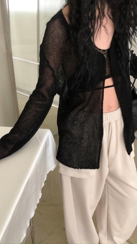  더 엔케이씨 스토어 블라우스 NKC 스토어 블랙 니트 투피스 상의