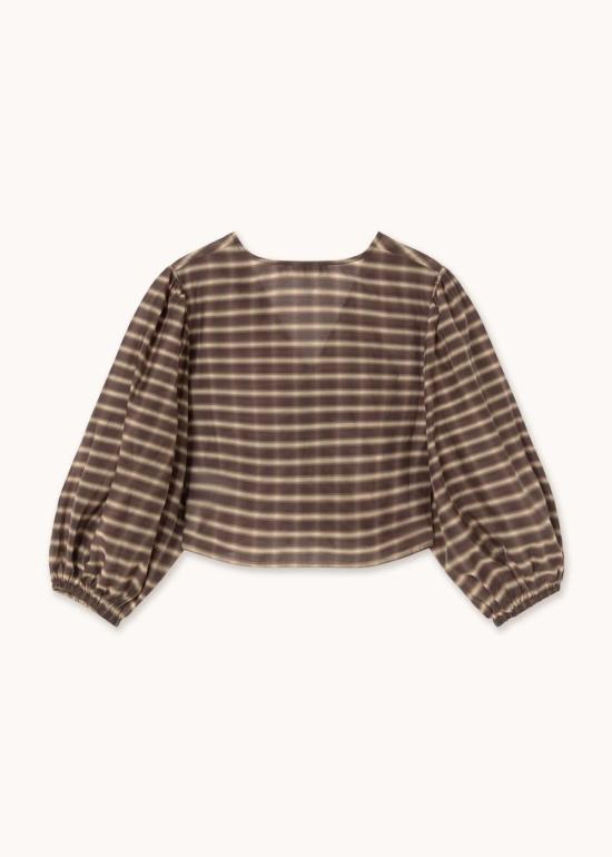  타이니 빅 시스터 블라우스 체크 브이넥 - TINY BIG SISTER