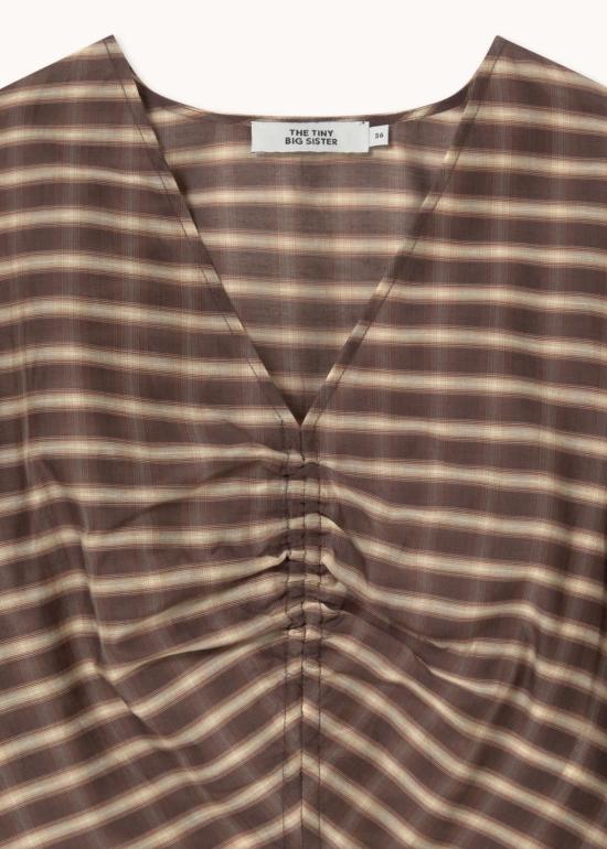  타이니 빅 시스터 블라우스 체크 브이넥 - TINY BIG SISTER