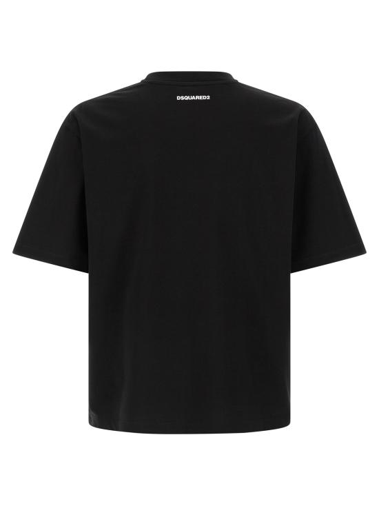  디스퀘어드2 탑 Dsquared2 오버사이즈 티셔츠 블랙 - DSQUARED2
