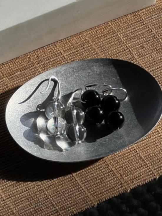  Sea + Pattern 이어링 바다 + 패턴 물방울 모양 오닉스 귀걸이 블랙 - OTHER BRANDS