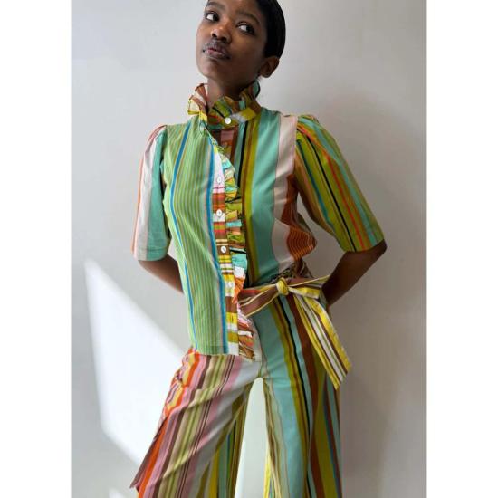  호프 포 플라워스 바이 트레이시 리스 탑 트레이시 리스의 Hope For Flowers 프릴 버튼다운 셔츠 콤보 스트라이프