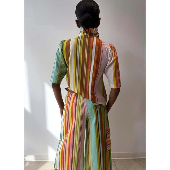  호프 포 플라워스 바이 트레이시 리스 탑 트레이시 리스의 Hope For Flowers 프릴 버튼다운 셔츠 콤보 스트라이프 - HOPE FOR FLOWERS