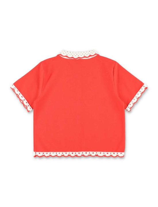  [키즈] 스텔라 맥카트니 탑 스텔라 매카트니 키즈 오가닉 코튼 크로셰 트림  레드 - STELLA MCCARTNEY