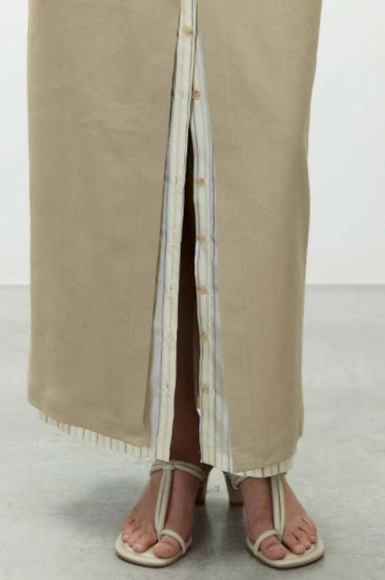  알리지 미디 스커트 Alysi 리넨  카키 - ALYSI