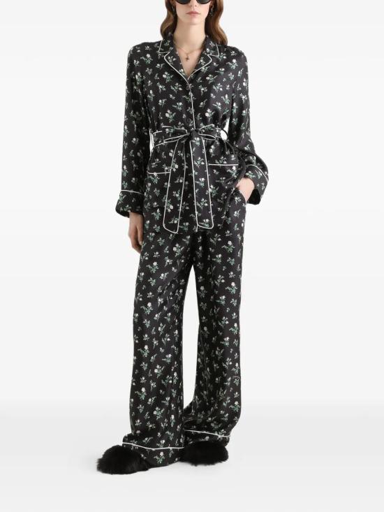 26SS 돌체앤가바나 로즈 앤 릴리 오브 더 베일리 프린트 트윌 셔츠 F5I89T IS13GHX6CB Black - DOLCE & GABBANA