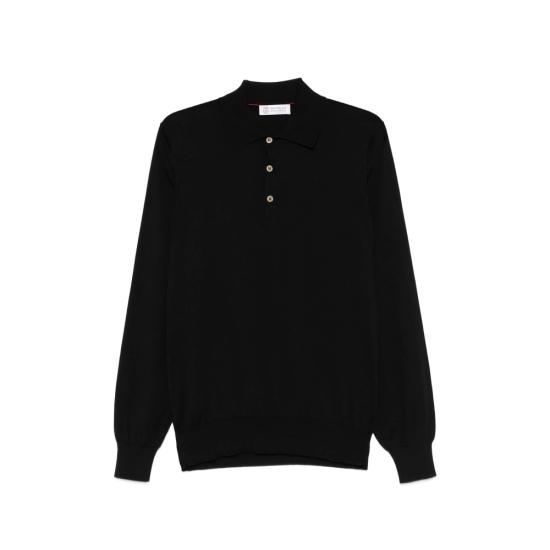 26SS 브루넬로 쿠치넬리 니트 폴로 셔츠 M29800135 CH101 BLACK