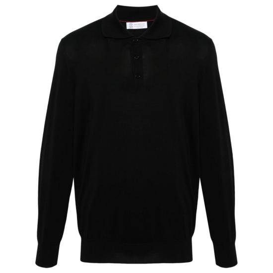 26SS 브루넬로 쿠치넬리 니트 폴로 셔츠 M29800135 CH101 BLACK