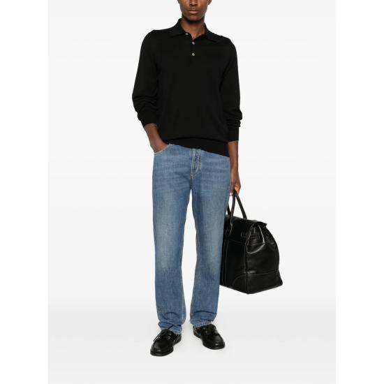 26SS 브루넬로 쿠치넬리 니트 폴로 셔츠 M29800135 CH101 BLACK - BRUNELLO CUCINELLI