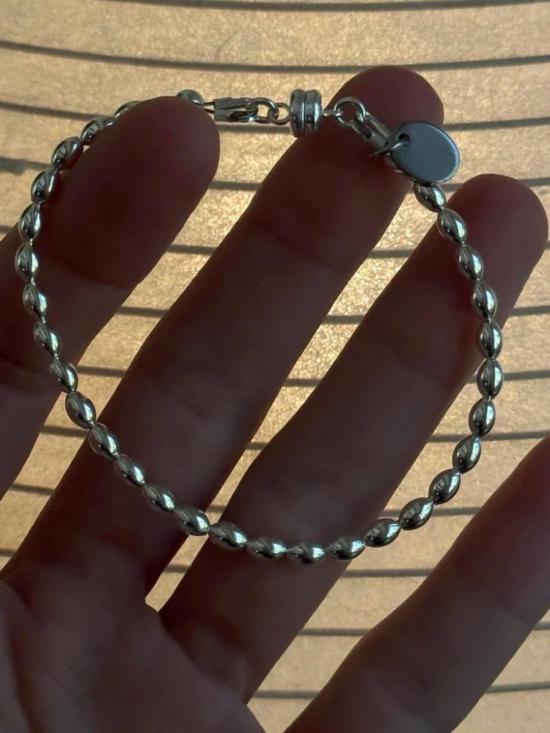  씨 앤 패턴 팔찌 바다 + 패턴 타원형 스털링 실버 비즈 - SEA & PATTERN