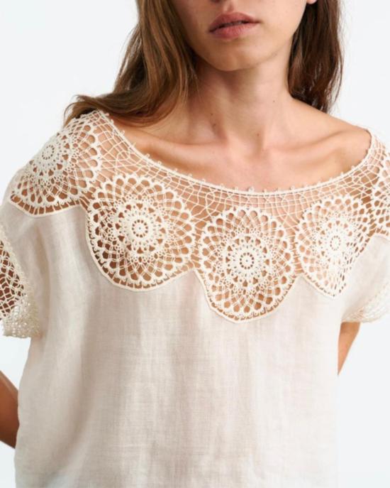  닐리로탄 블라우스 닐리 로탄 칼리아 탑 아이보리 - NILI LOTAN