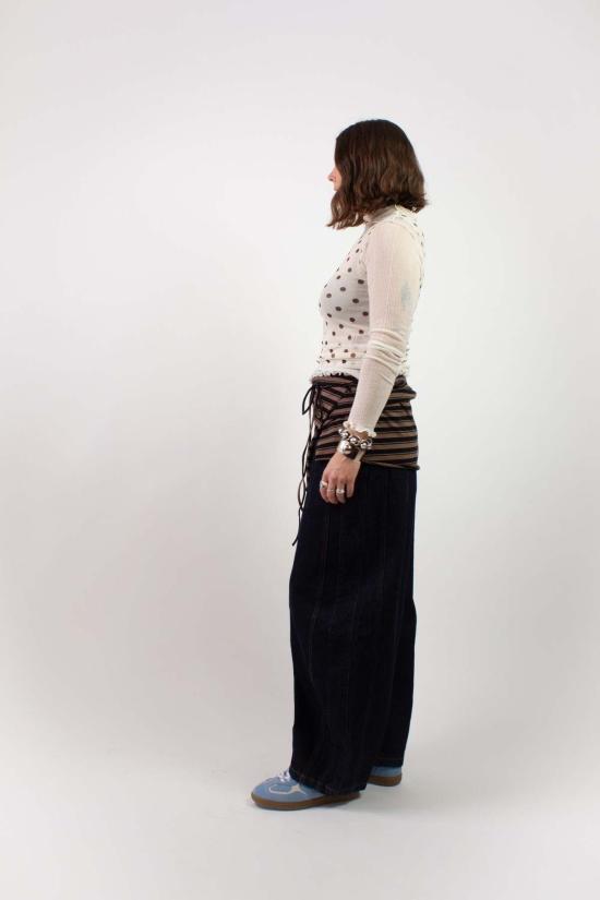  케이코 블라우스 Kk Co 랩 페플럼 스트라이프 머드 - KKCO