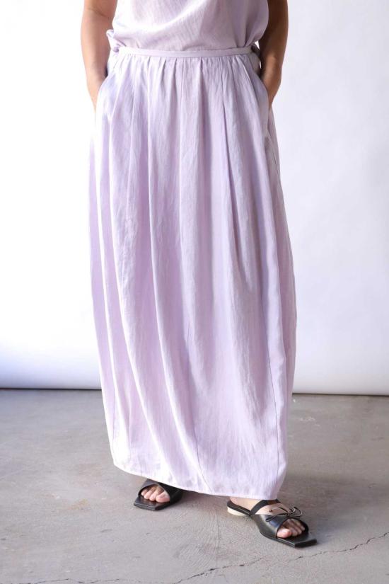  텔라 롱 스커트 Tela Candito 리넨 비스코스 맥시 스커트 라일락 - TELA