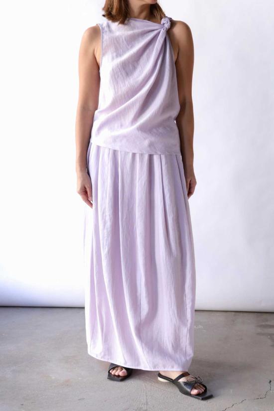  텔라 롱 스커트 Tela Candito 리넨 비스코스 맥시 스커트 라일락 - TELA