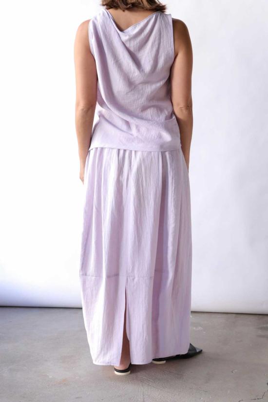  텔라 롱 스커트 Tela Candito 리넨 비스코스 맥시 스커트 라일락 - TELA