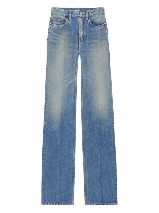 26SS 생로랑 미디 블루 데님 YVES 플레어 진 813267 Y11CA 4939 MIDI BLUE