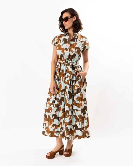  사라로카 원피스 Sara Roka Edrina 드레스 브라운 / 스카이 호스 - SARA ROKA