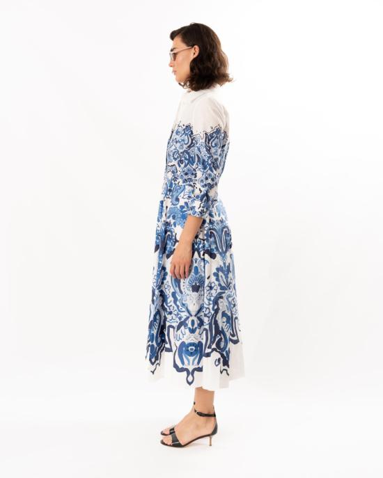  사라로카 원피스 사라 로카 니디아 드레스 인디고 아라베스크 - SARA ROKA