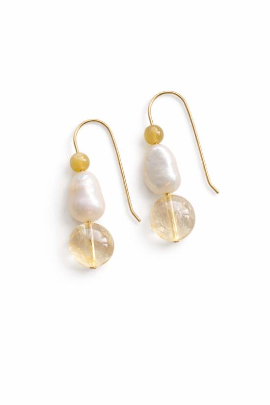  쉬나 마샬 주얼리 이어링 Sheena Marshall Jewelry 시트린 + 진주 귀걸이 | 골드 도금