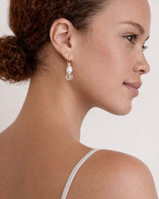  쉬나 마샬 주얼리 이어링 Sheena Marshall Jewelry 시트린 + 진주 귀걸이 | 골드 도금 - SHEENA MARSHALL JEWELRY