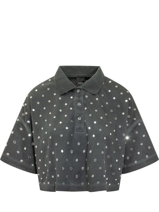 26SS 핑코 폴로 티셔츠 106855A3BC I91 GRIGIO NERO PIRATA