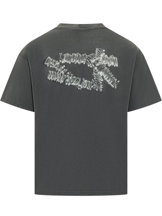 26SS 44레이블 반팔 티셔츠 B0030653FA725 P751 SMUDGE BLACK PINS DIRTY WHITE - 44 LABEL