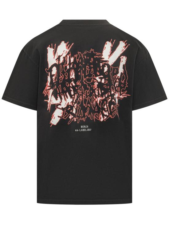 26SS 44레이블 반팔 티셔츠 B0030556FA706 P774 BLACK DAMAGE HIGH RISK RED - 44 LABEL