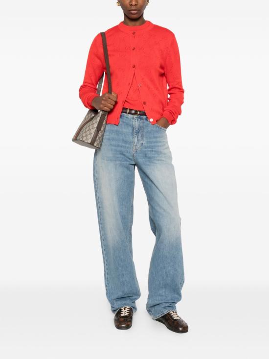 26SS 구찌 GG 포인텔 코튼 실크 가디건 856202XKFCO5741 red - GUCCI