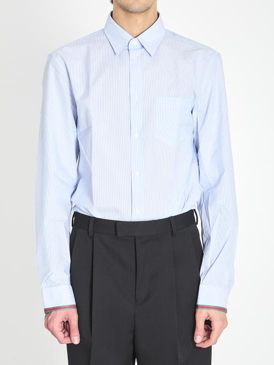 26SS 구찌 웹 디테일 스트라이프 코튼 셔츠 852707ZAS5W4305 AZURE WHITE