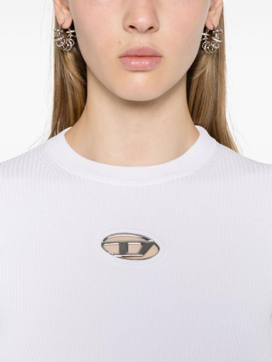 26SS 디젤 M-발라리 오발 D 립 니트 비스코스 블렌드 탑 A15328 0DLAX100 White - DIESEL