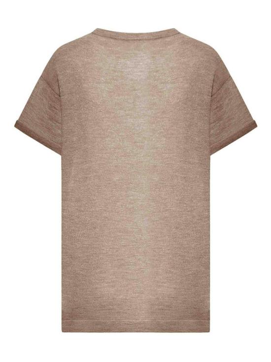 25FW 브루넬로 쿠치넬리 스파클링 캐시미어 실크 니트 티셔츠 M41810000C8573 Nude Neutrals - BRUNELLO CUCINELLI