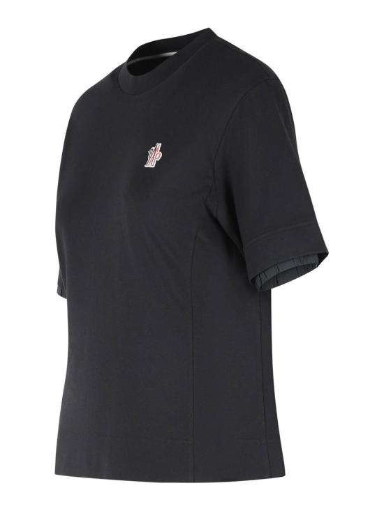  몽클레어 로고 패치 코튼 블렌드 티셔츠 0988C0000989AW1999 Black - MONCLER