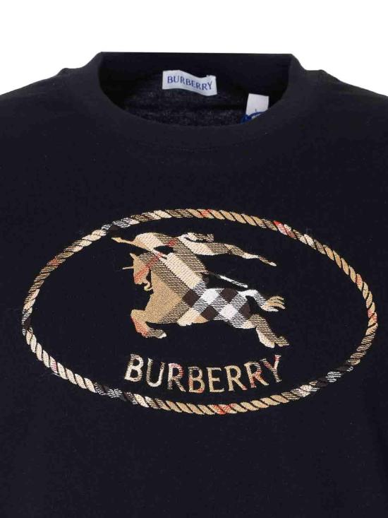 26SS 버버리 체크 나이트 스탬프 코튼 티셔츠 8123436 Black - BURBERRY