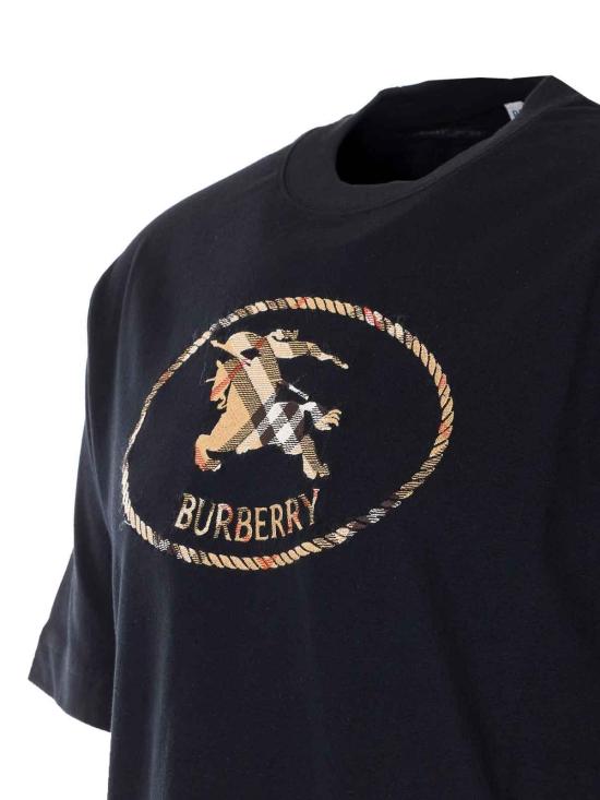26SS 버버리 체크 나이트 스탬프 코튼 티셔츠 8123436 Black - BURBERRY