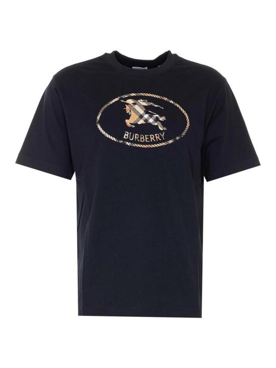 26SS 버버리 체크 나이트 스탬프 코튼 티셔츠 8123436 Black