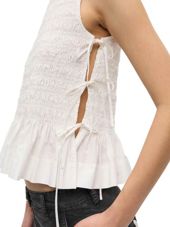 25FW 가니 코튼 스모크 타이 탑 W0886151 White - GANNI