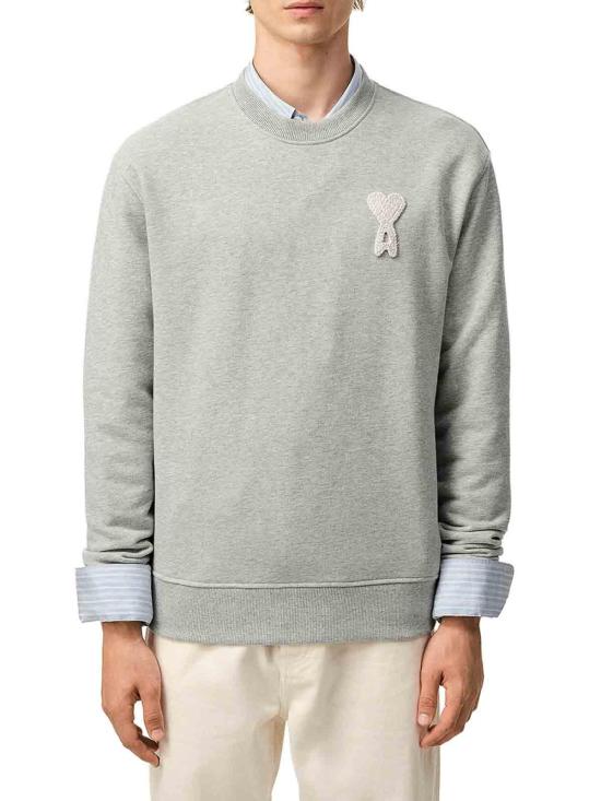 26SS 아미 빅 하트 로고 코튼 니트 스웨트셔츠 USW787730A161 Grey - AMI
