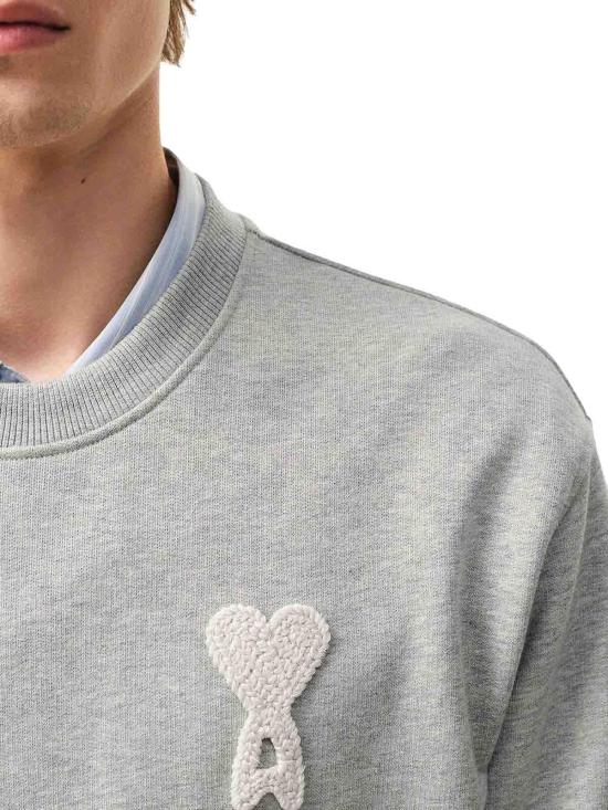 26SS 아미 빅 하트 로고 코튼 니트 스웨트셔츠 USW787730A161 Grey - AMI