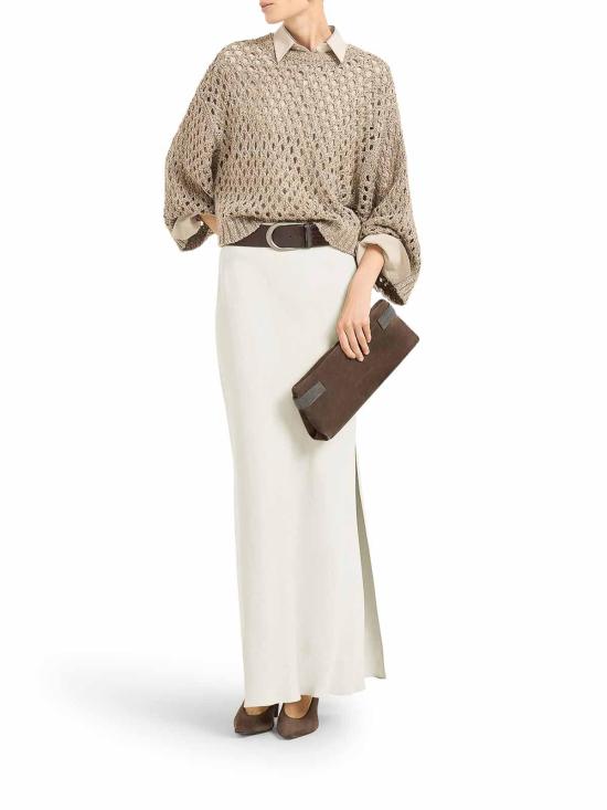 25FW 브루넬로 쿠치넬리 미디 스커트 MH126G3396C579 White - BRUNELLO CUCINELLI