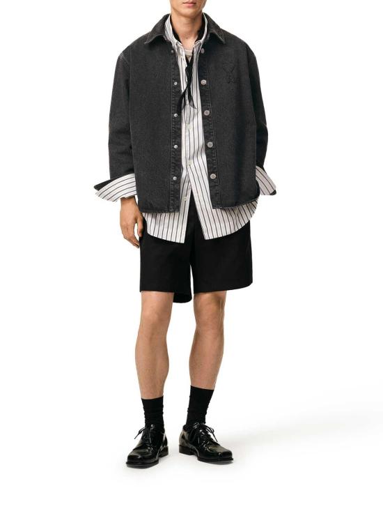 26SS 아미 톤온톤 하트 로고 코튼 니트 오버셔츠 UJK897DE0124031 Black - AMI